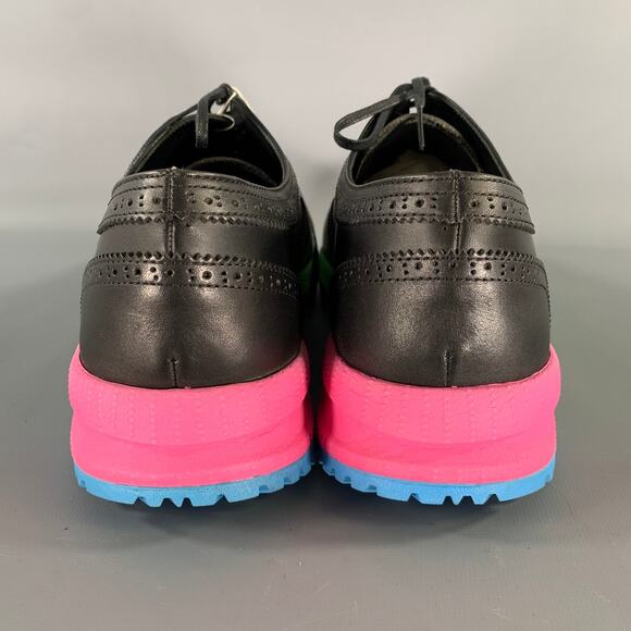 COMME des GARCONS HOMME PLUS Size 10 Black Multi-Color Perforated Lace Up Shoes main image 9